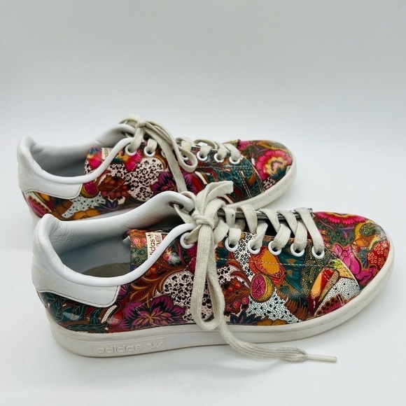 ADIDAS STAN SMITH WOMENS COLORFUL FLORAL & FRUITY LACE UP LEATHER SNEAKERS SZ 7 - Picture 13 of 15